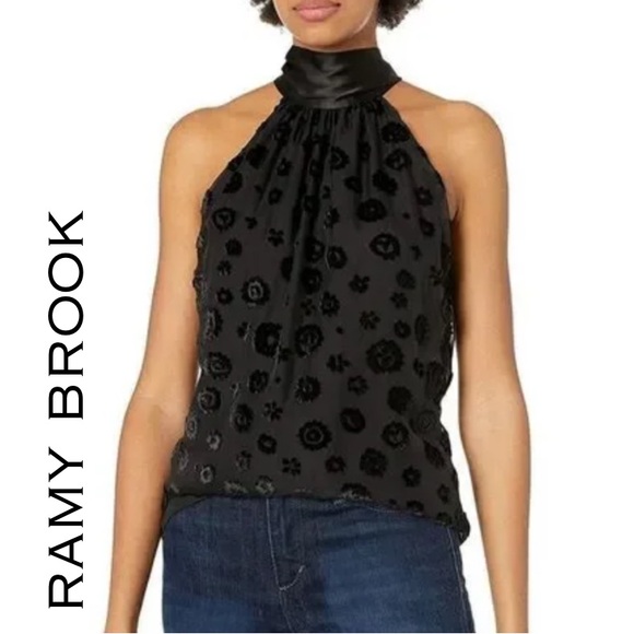 Ramy Brook Tops - Ramy Brook Pam Top in Black Velvet Floral NEW